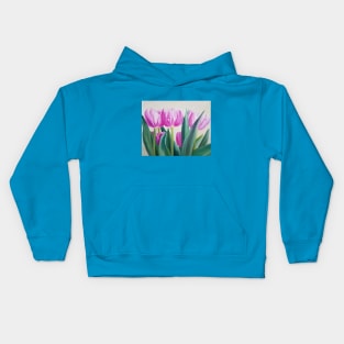 Pink Spring Tulips - oil painting Kids Hoodie